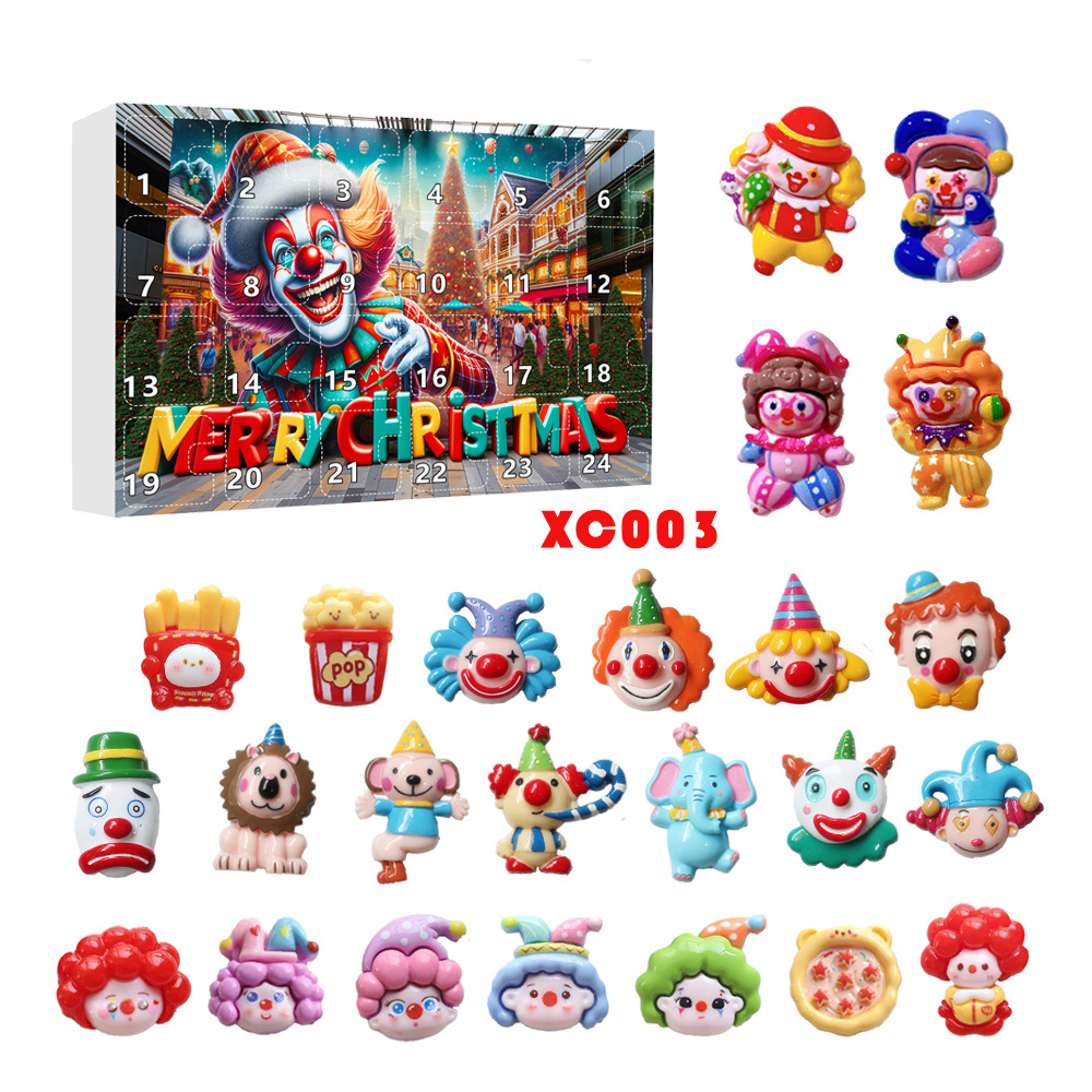 thumbnail image 1 of Calendario de Adviento de Navidad, caja sorpresa de payaso de Navidad para Halloween, caja para teléfono móvil con cuenta regresiva de 24, tenedor para pastel, marco de fotos, juego de accesorios de r, 1 of 5