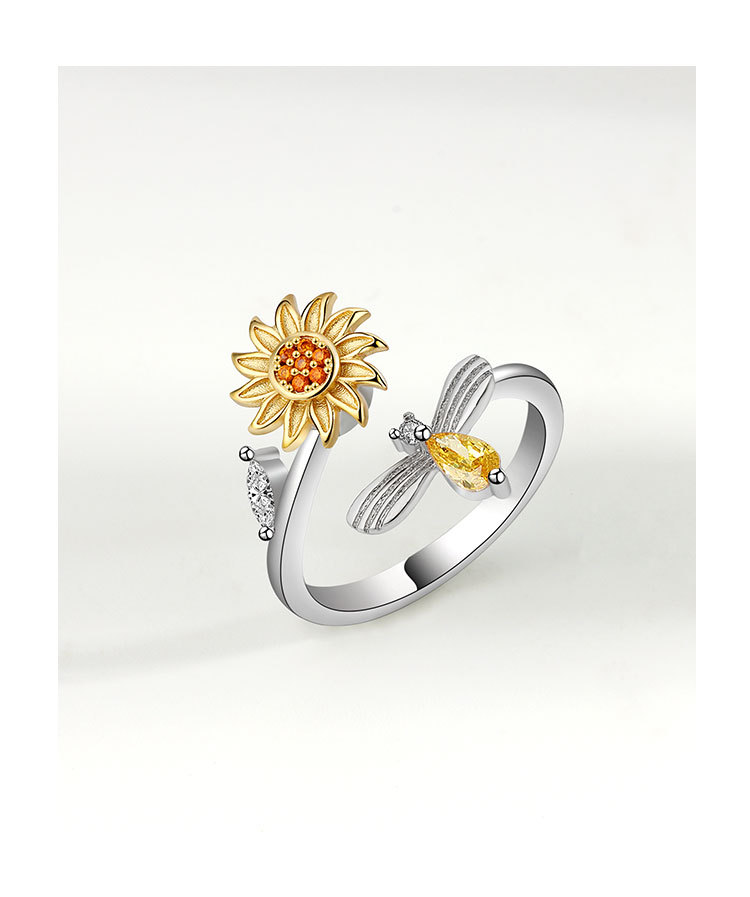 Pastoral Girasol Cobre Enchapado Anillo Abierto display picture 5