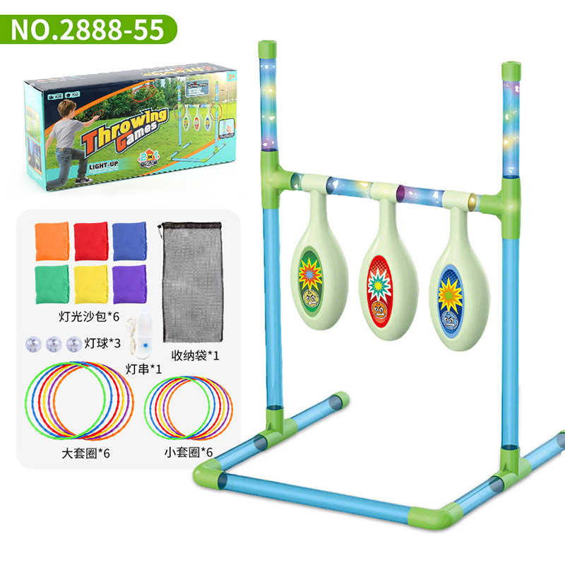 Juegos de lanzamiento de luces transfronterizas para niños 2 en 1 bolsa de arena lanza collar juguetes interactivos para padres e hijos en interiores y al aire libre