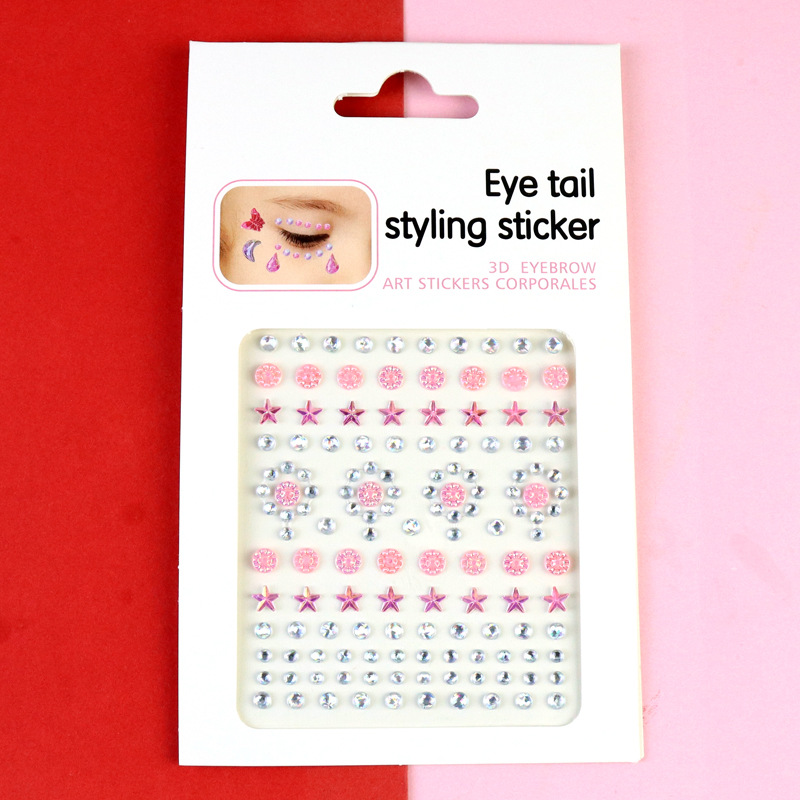 Transfronterizo AB diamantes coloridos joyas de maquillaje de ojos maquillaje facial pegatinas de diamante para niños espectáculo de escenario pegatinas faciales pegatinas de cristal perlas
