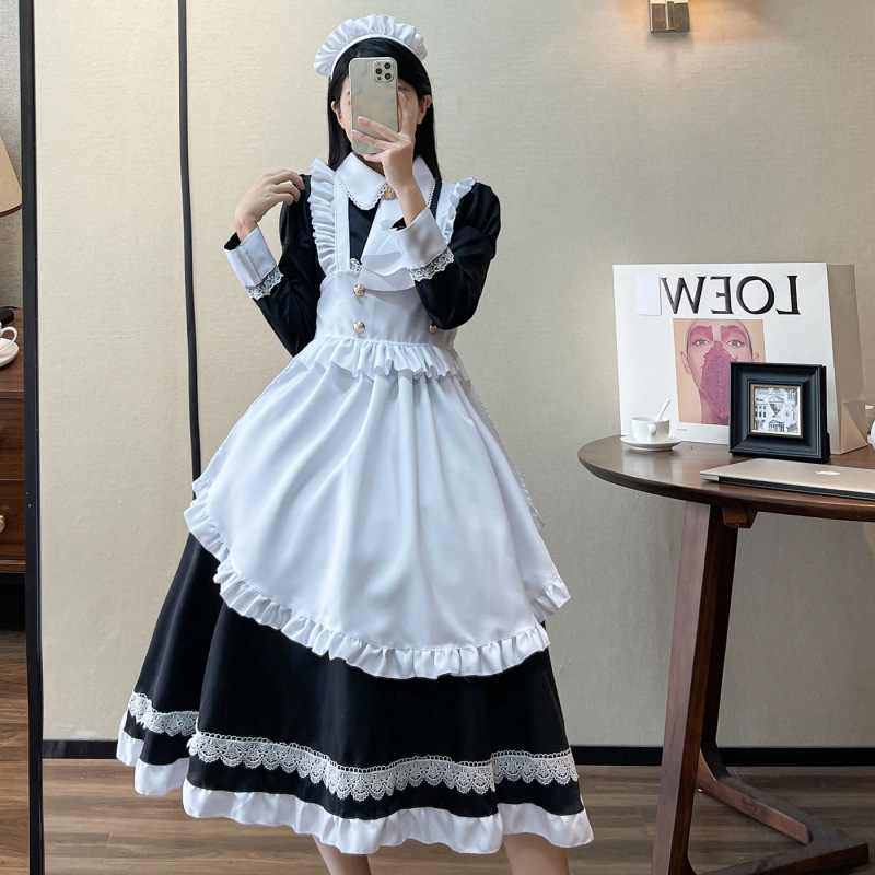 英国長袖メイド服コスプレスーツロリータパフォーマンス制服アニメかわいいメイド|undefined