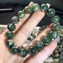 厂家批发天然樱花绿发晶手串樱花玛+绿发晶共生矿晶体通透墨绿色