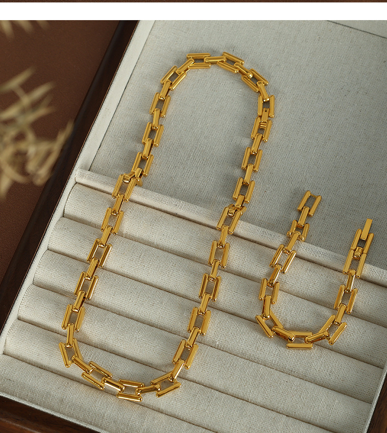16g Weight 0.03µm-0.05µm Gold Plating Thickness PVD Coated Gold Plating Process Real Gold Plated Plating Material Bracelets, Necklace Classification 1 Piece Quantity Daily Occasion Titanium Steel Material Geometric Pattern Unisex Gender Simple Style Style Waterproof Non Tarnish, Plating Craft PVD Coated Real Gold Plated Geometric Titanium Steel Simple Style Waterproof Non Tarnish Bracelets Necklace 9