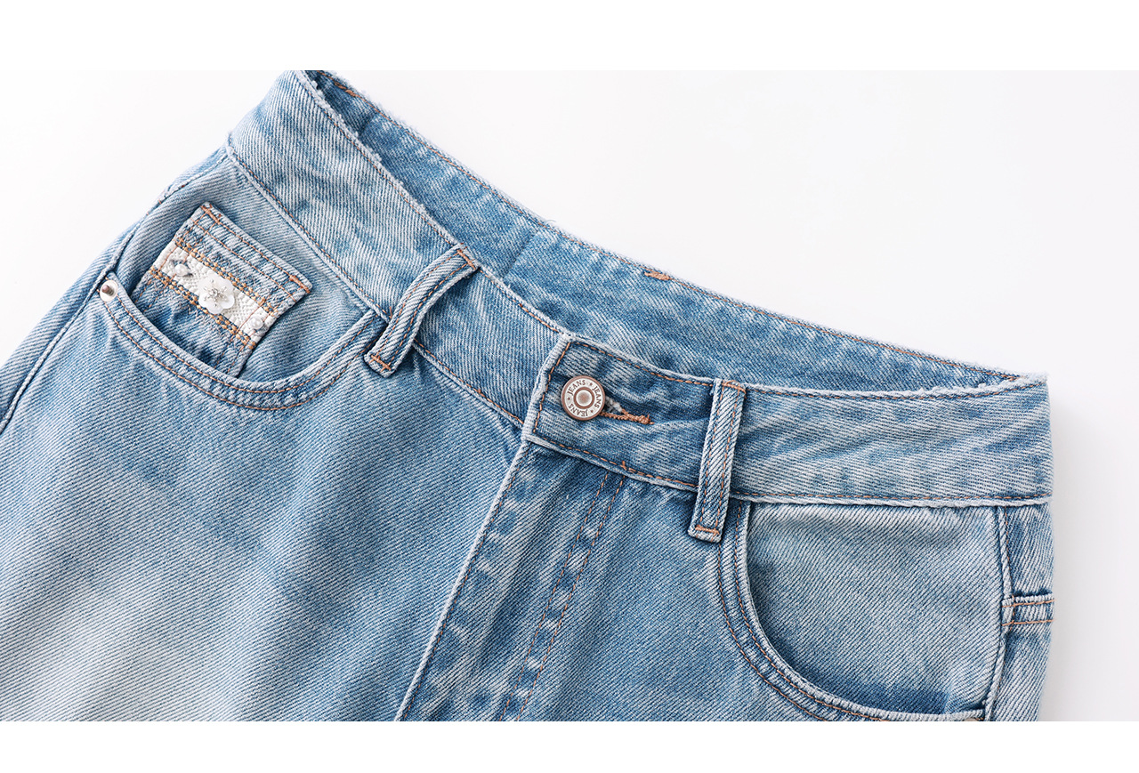 Quần jean nữ ống rộng chất liệu cotton giặt mềm, dáng rộng thùng thình phong cách denim — xanh lam chi tiết 26