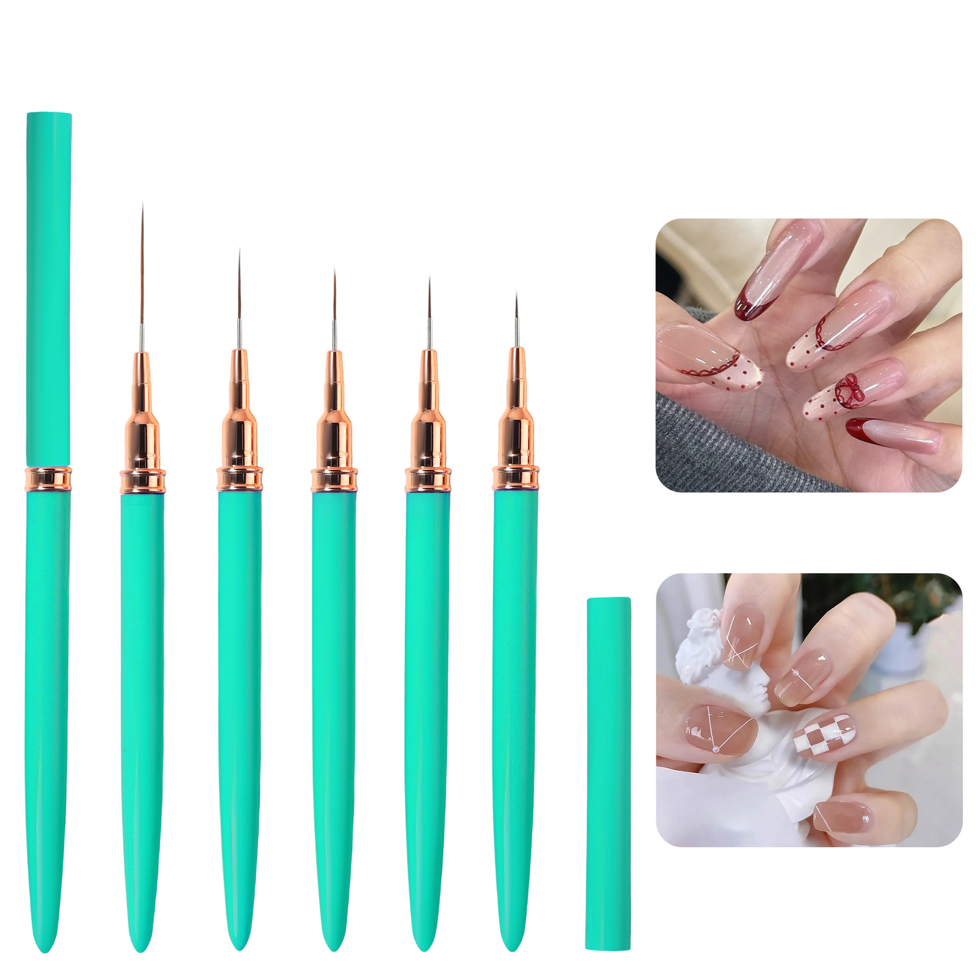 Pen de manicura varilla de madera de sánalo con cubierta pen de pintura pen de relieve pen de manicura conjunto de fototerapia pen de color pen de función pen gradiente pen