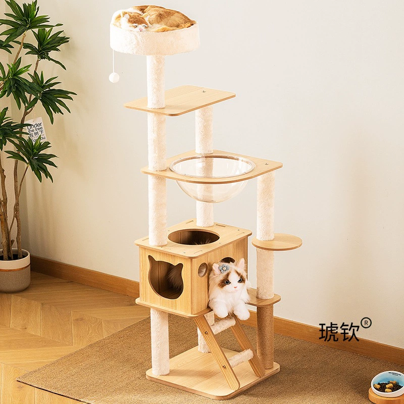 Кошачий лазательный комплекс, кошачье гнездо, кошачье дерево, цельная космическая капсула из цельного дерева, небесная колонна, кошачья полка, товары для кошек, игрушки из сизаля