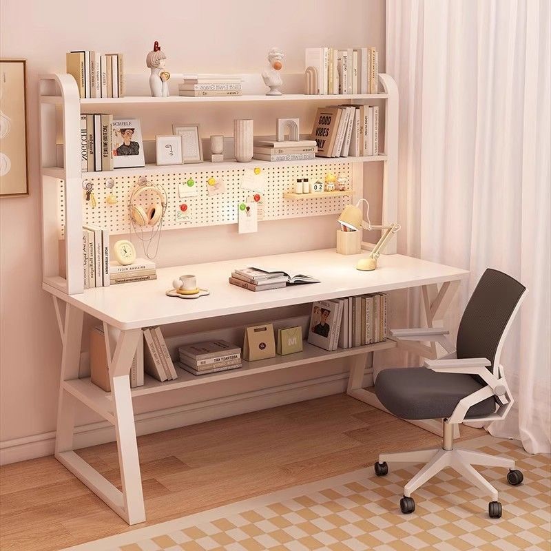 Simple Desktop Office Desk, Home Computer Desk, Desk with Bookshelf, Integrated Desk, Bedroom Study Desk, Writing Desk