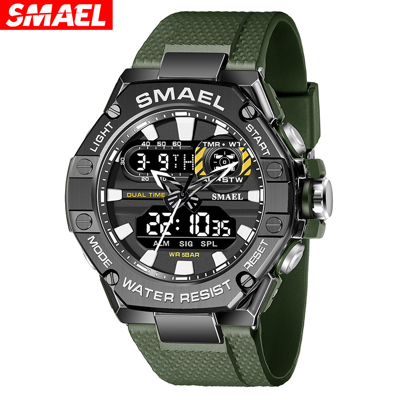 Smalla smael deportes reloj electrónico personalidad juvenil tendencia reloj calendario semana calendario luminoso 8066