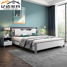 全实木现代简约床1.5米/1.8米双人床主卧2米x2.2米大床白色储物家