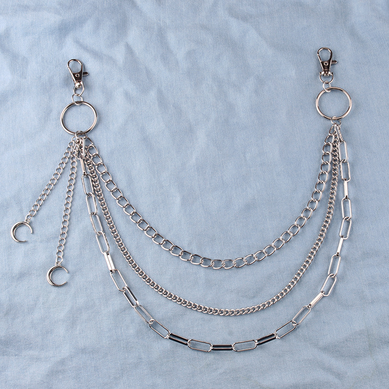 Joyería transfronteriza europea y americana metal personalizado cintura cadena anillo decoración hip hop rock discoteca estilo Luna colgante pantalones cadena
