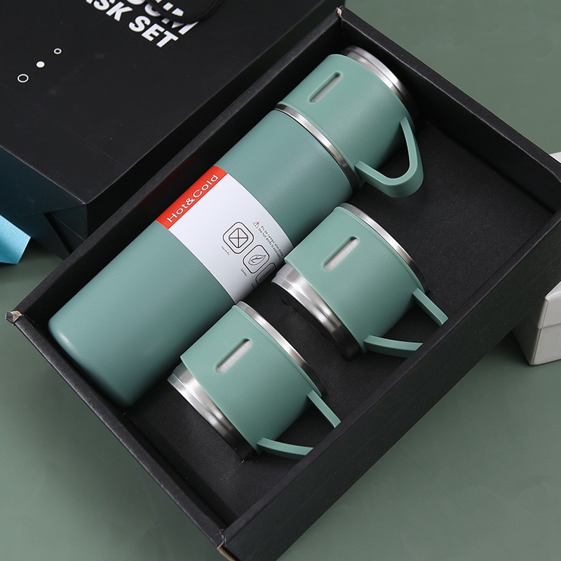 Juego de tazas de vacío de acero inoxidable 304 transfronterizo, una taza, tres cubiertas, doble capa, taza portátil de negocios, juego de tazas de regalo de oficina