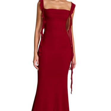 Cross-Border Elegant and Noble Long Formal Wedding Guest Dress with Ruffles and Fitted Cocktail Dress