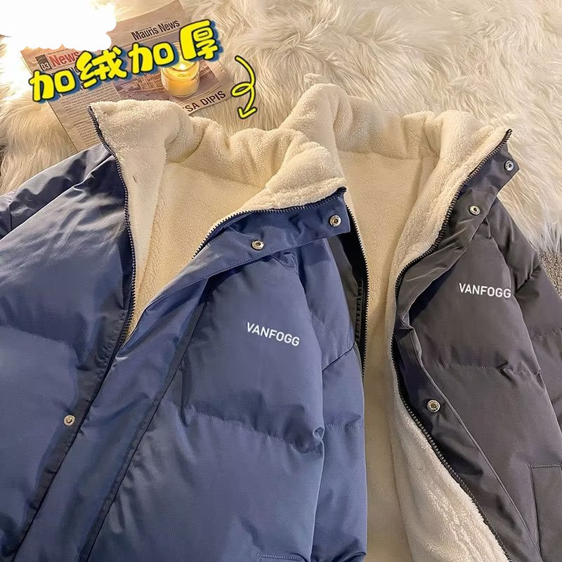 Abrigo de algodón acolchado para hombre 2022 Invierno nuevo abrigo de pan Estilo de Hong Kong guapo abrigo de algodón acolchado con cuello alto suelto ins Abrigo acolchado de algodón del todo fósforo