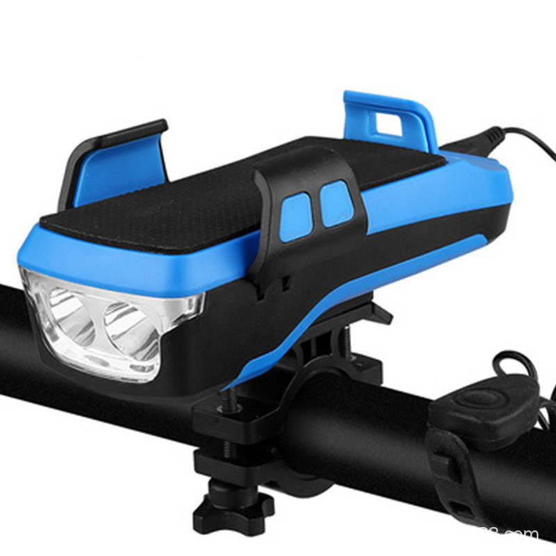Faro de bicicleta tesoro de carga USB con soporte de teléfono móvil bicicleta cuerno luz teléfono móvil soporte de seguridad equipo de equitación