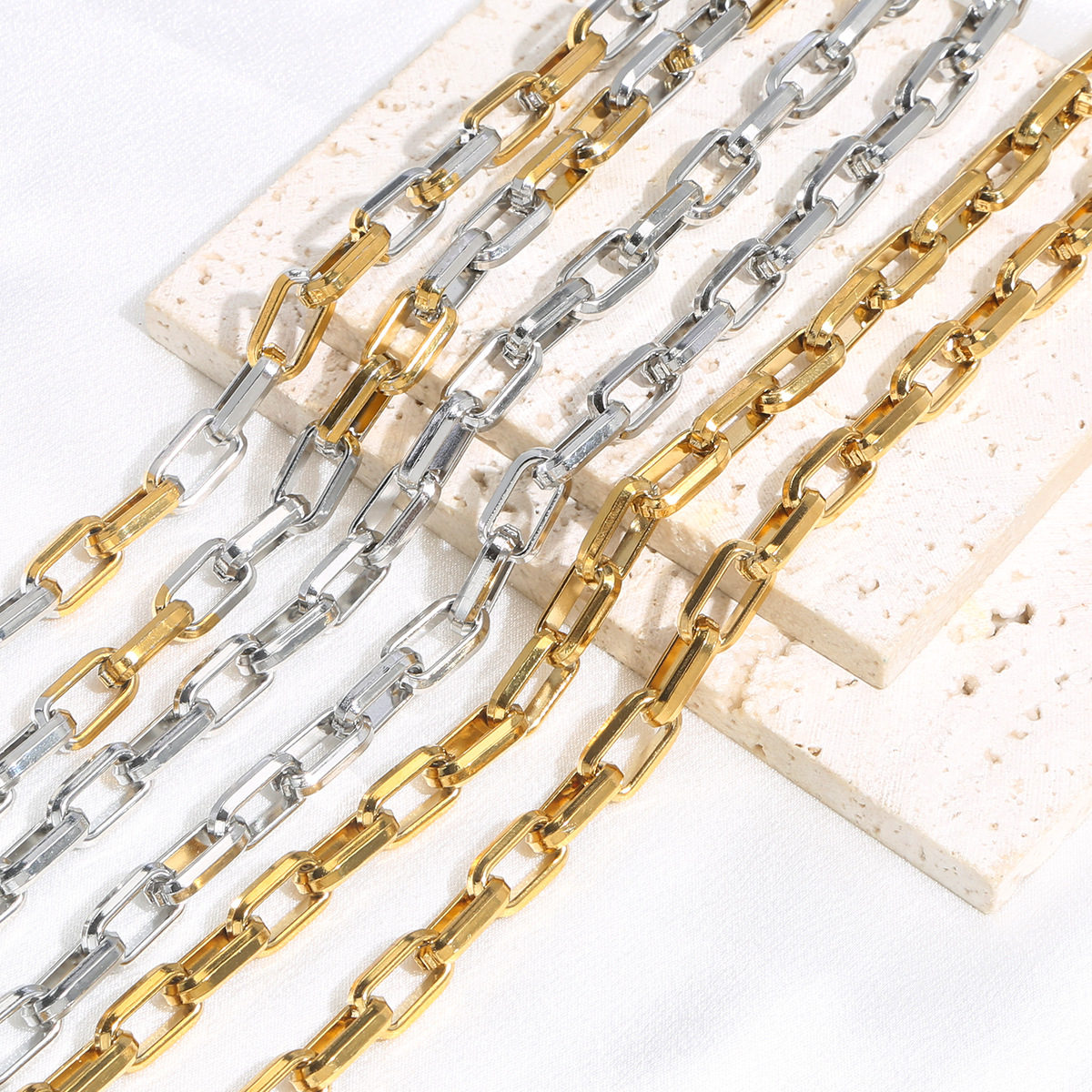 Accesorios de cadena DIY hechos a mano de acero inoxidable entre oro dorado color de acero 9mm collar de cadena trapezoidal accesorios de material de cadena
