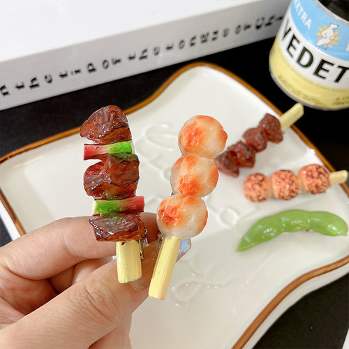 Internet celebrity simulation funny food hairpin barbecue cute hairpin braised pork ribs side bangs clip headwear hair accessories