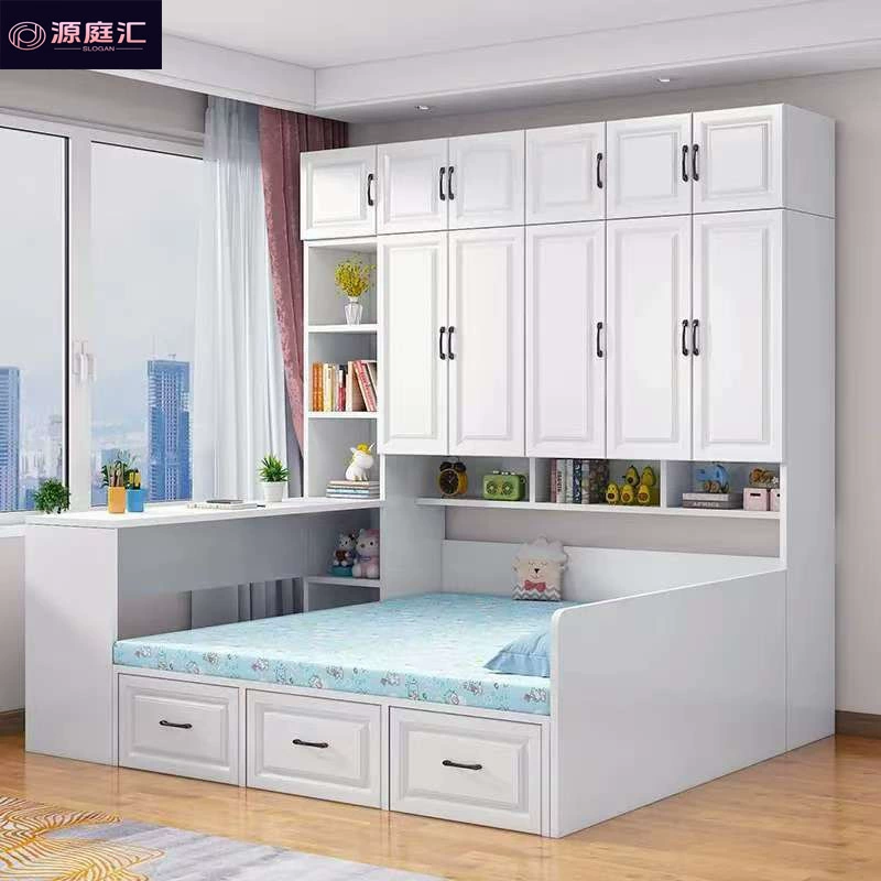 Кровать-шкаф из массива дерева для небольшой спальни с письменным столом, татами, простая современная многофункциональная комбинация кровати и шкафа