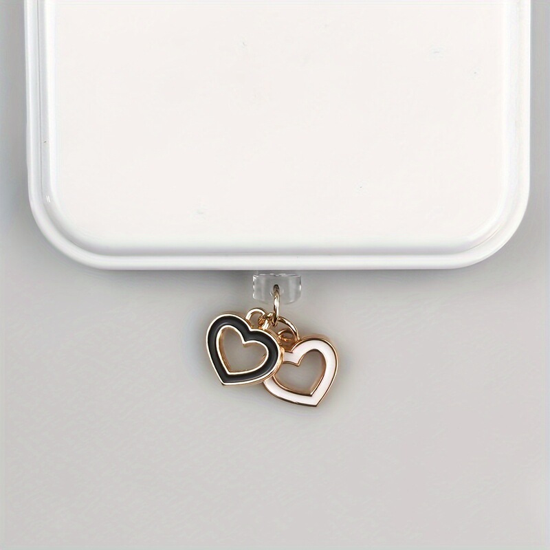 Geometric Heart-Shaped Phone Dust Plug for Android, Metal Fashion Heart Pendant, Charging Earphone Port Anti-Static Accessory Geometric Heart-Shaped Phone Dust Plug for Android, Metal Fashion Heart Pendant, Charging Earphone Port Anti-Static Accessory