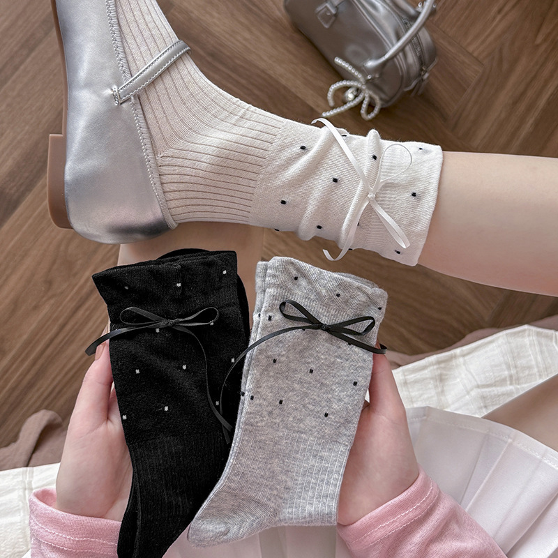26 Lace Cotton Socks Wholesale, Stacked Socks for Women, Niche Fashion Show Style, Letter Mid-Tube Socks, Korean Style Dongdaemun Socks, Trendy Socks