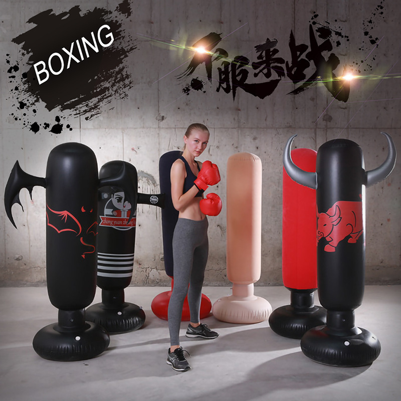 Manufacturer Sells Inflatable Punching Column Boxing Column Fitness Children's Pvc Thickened Tumbler Three-Dimensional Venting Sandbag