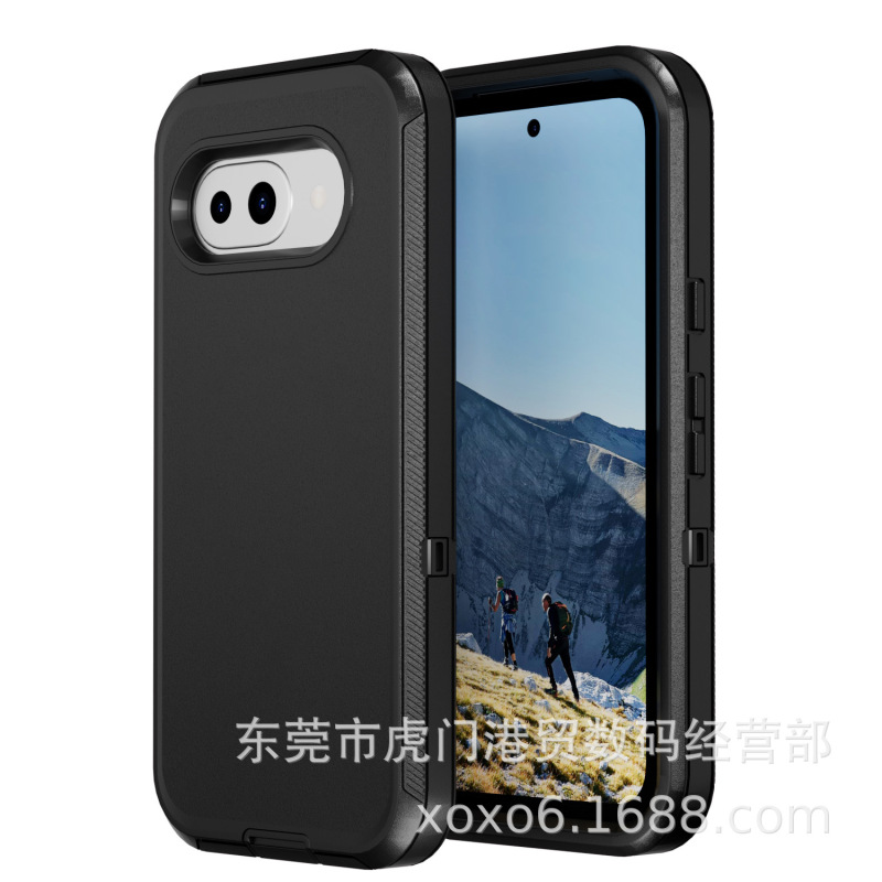 新しい Google Pixel9a に適した 3 つの保護電話ケース、落下防止および防塵のスリーインワン ディフェンダー保護カバー|undefined