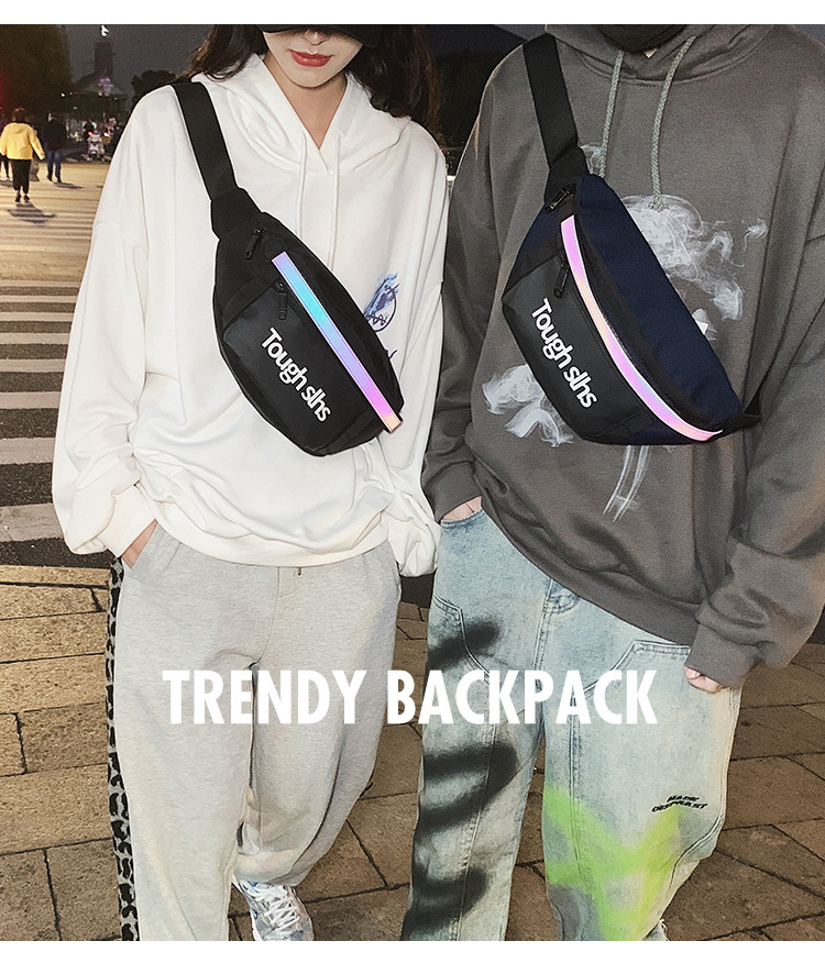 Wholesale of new men's and women's trendy waist bags, outdoor laser reflective chest bags, fashionable street crossbody bags and sports waist bags undefined