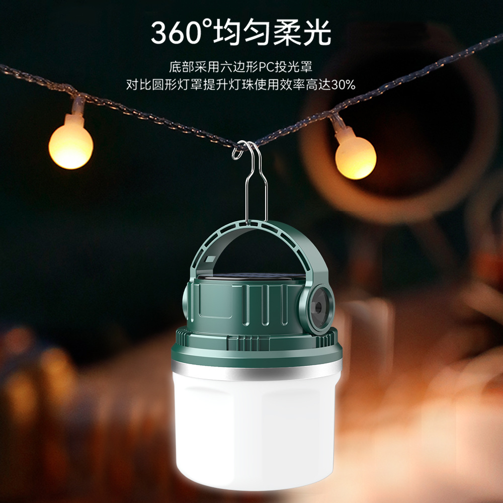 Lámpara de ahorro de energía LED de carga solar transfronteriza, bombilla de alto brillo, puestos de campamento al aire libre, iluminación del mercado nocturno