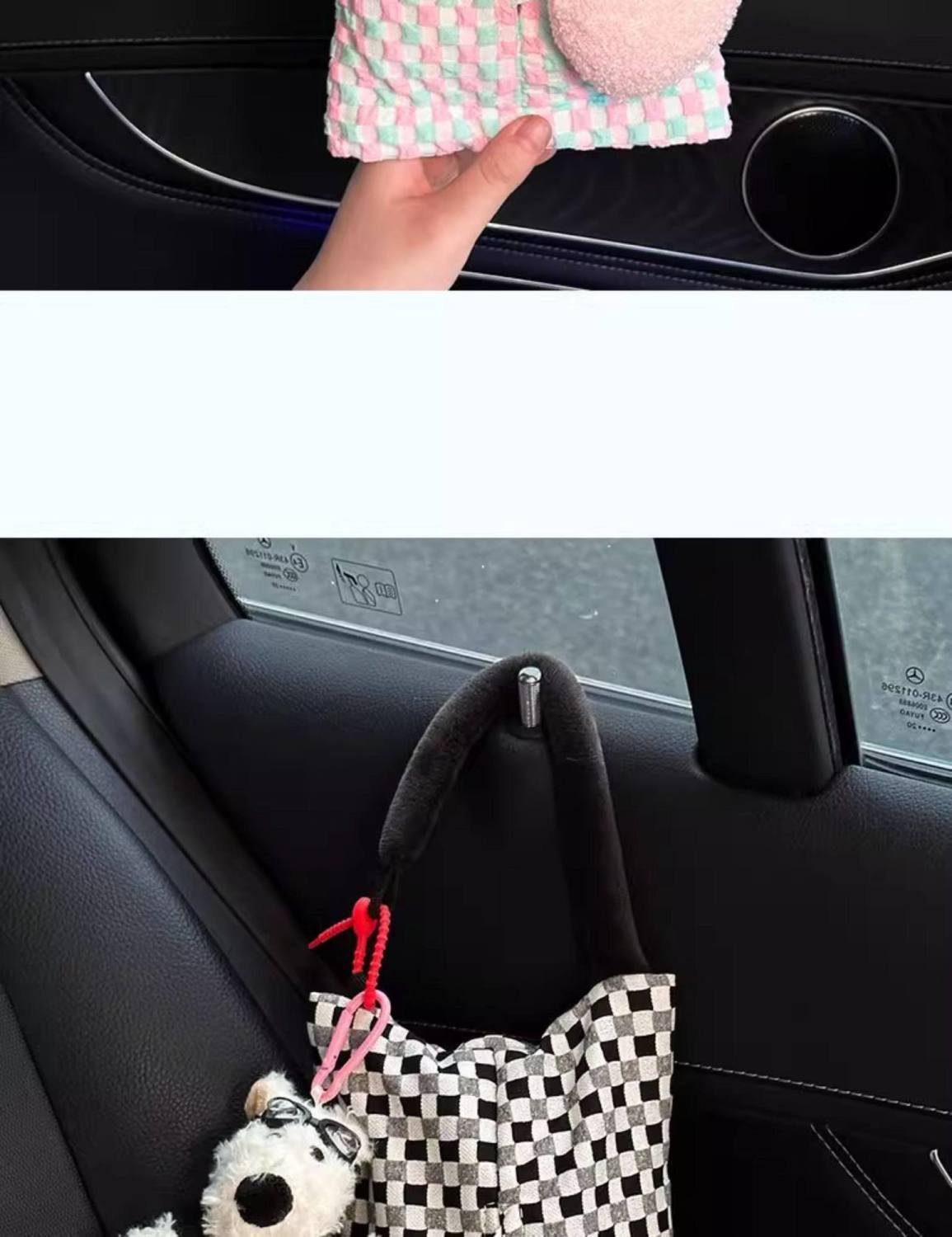 Car Tissue Box, In-Car Tissue Hanging Bag, 2025 New Model, High-End Car Tissue Holder, Beautiful and Cute Doll