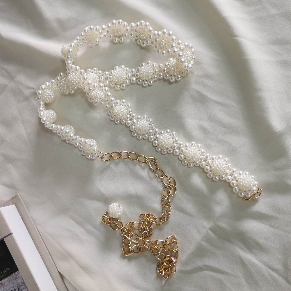 Sweet Flower Artificial Pearl Alloy Women's Chain Belts 1 Piece display picture 5