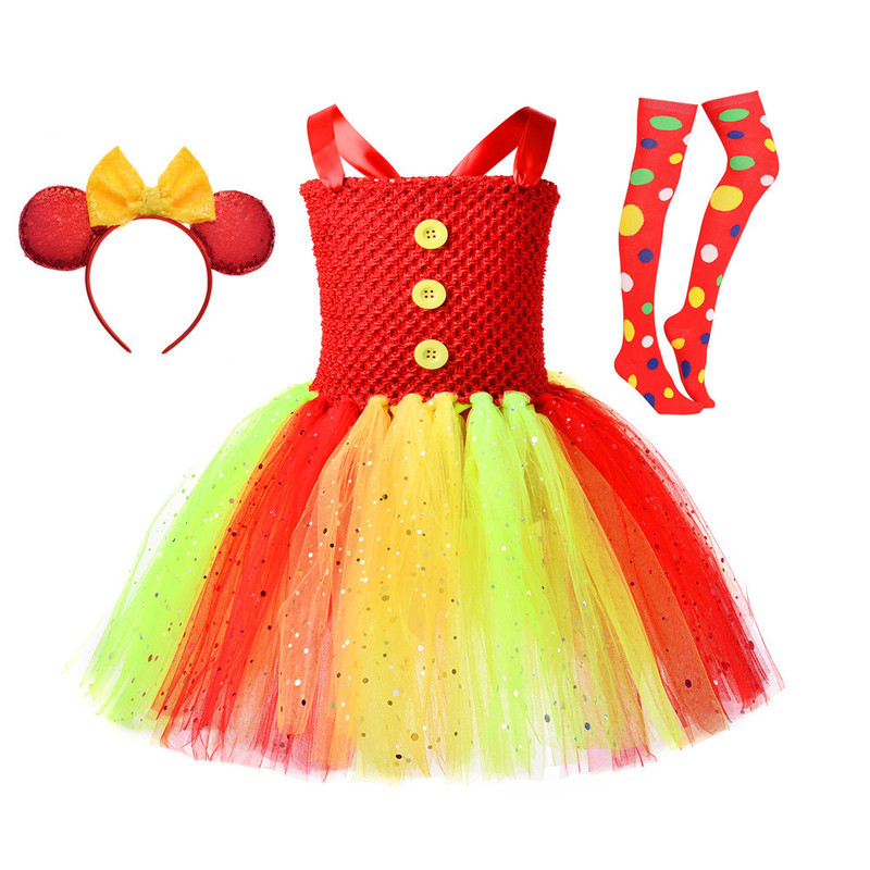 children's clown costume fancy dress party performing stage a dress cute bitter fleabane bitter fleabane gauze skirt