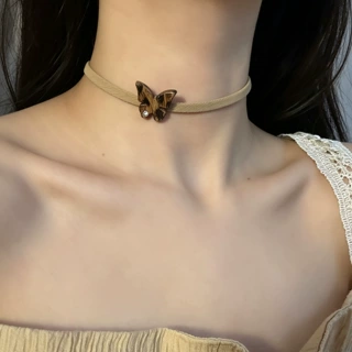 秋上新跨境饰品新款项链美拉德咖色棕色CHOKER颈链女项圈锁骨链
