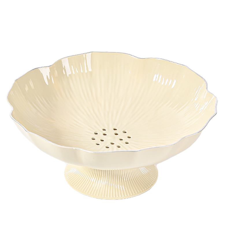 Drenaje plato de fruta con base hogar sala de estar mesa de café plato de fruta Luz de moda de lujo PET caramelo merienda Placa de exhibición