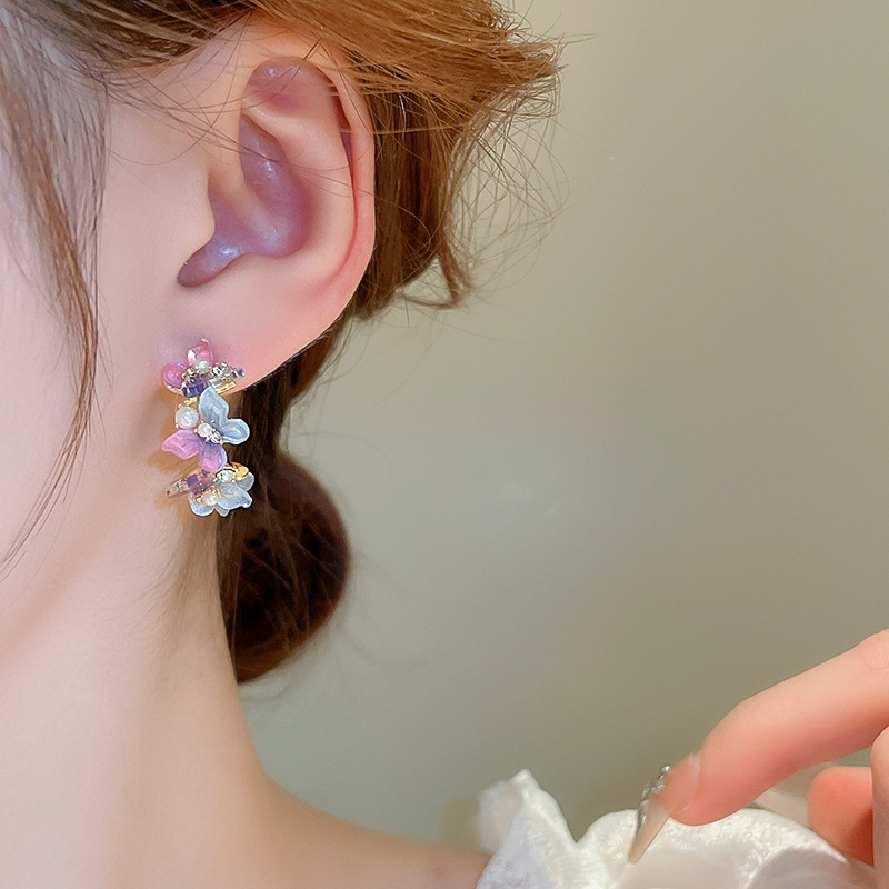 1 Pair Quantity 1 Pair Sweet Geometric Inlay Alloy Acrylic Artificial Pearls Ear Studs