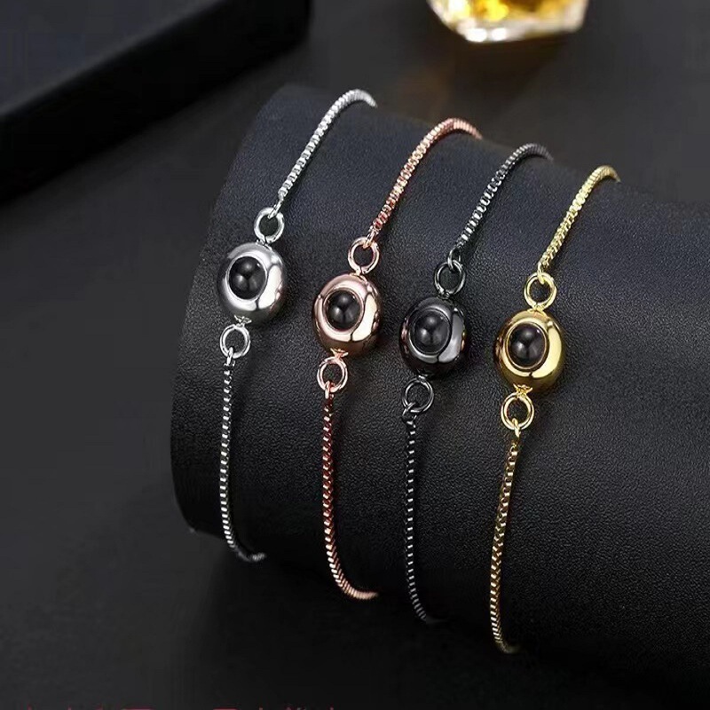 European and American hot-selling projection bracelet 100 languages I love you picture custom fashion men's and women's same titanium steel bracelet