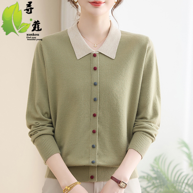 2025 Women's Clothing for Middle-Aged and Elderly Women, Thin Knitted Tops, New Spring and Autumn Styles, Large Size Loose Knitwear, Mother's Clothing