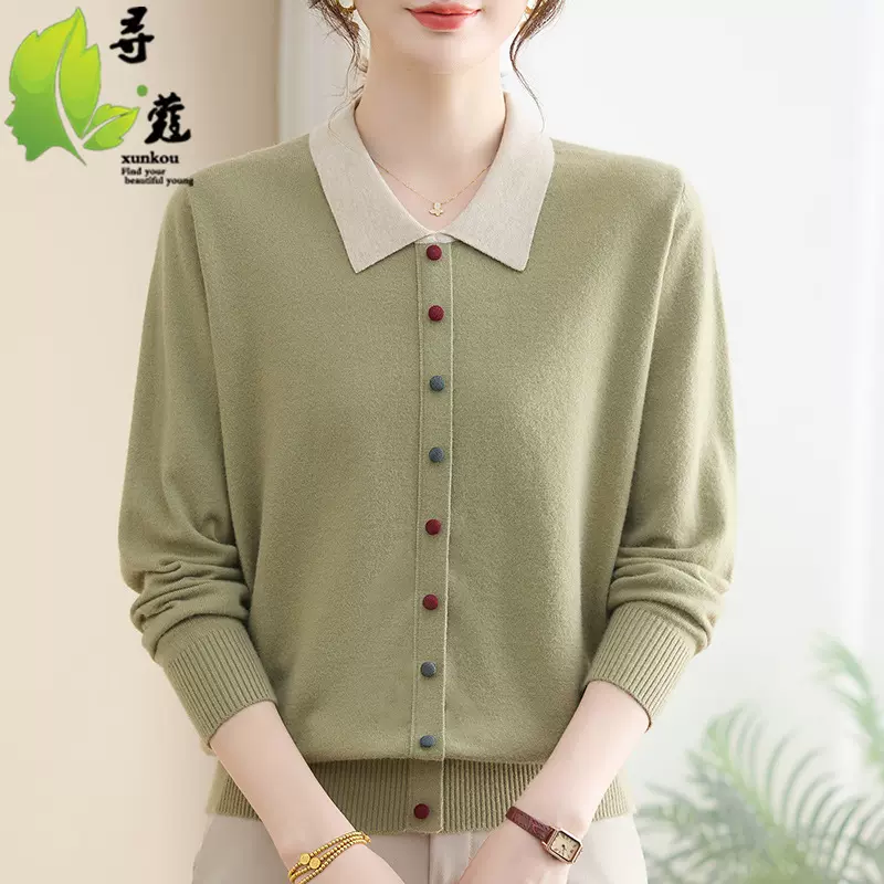 2025年女装中老年针织小衫薄款春秋新款衣服大码宽松毛线衫妈妈装