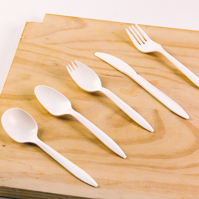 厂家供应一次性淀粉基餐具勺子叉子勺叉合一便携餐具 可分解餐具|ms