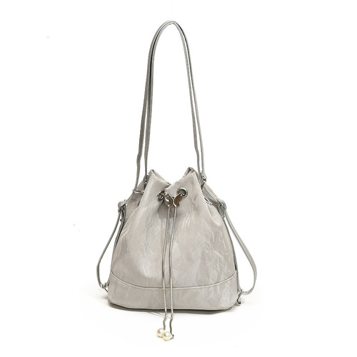 Casual chain bucket bag for women, spring and summer stylish versatile unisex shoulder and double shoulder multi-purpose backpack
