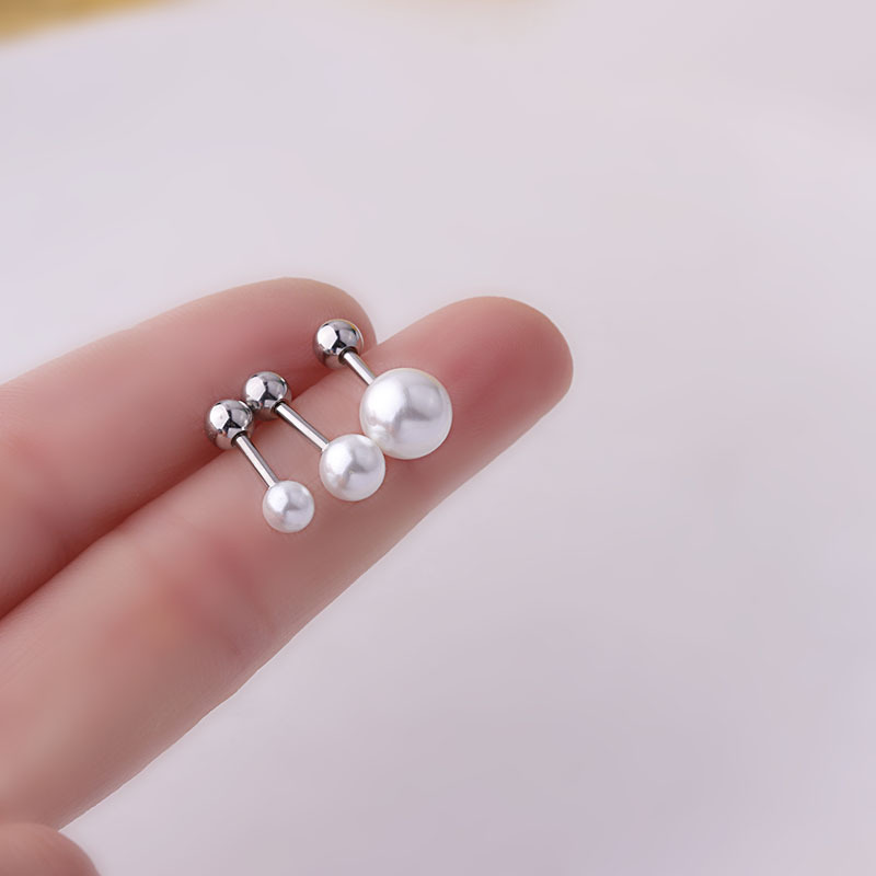 Geometric Pattern Women'S Gender 1 Piece 316L Stainless Steel Imitation Pearl Geometric Waterproof Non Tarnish Surgical Steel Ear Cartilage Rings & Studs