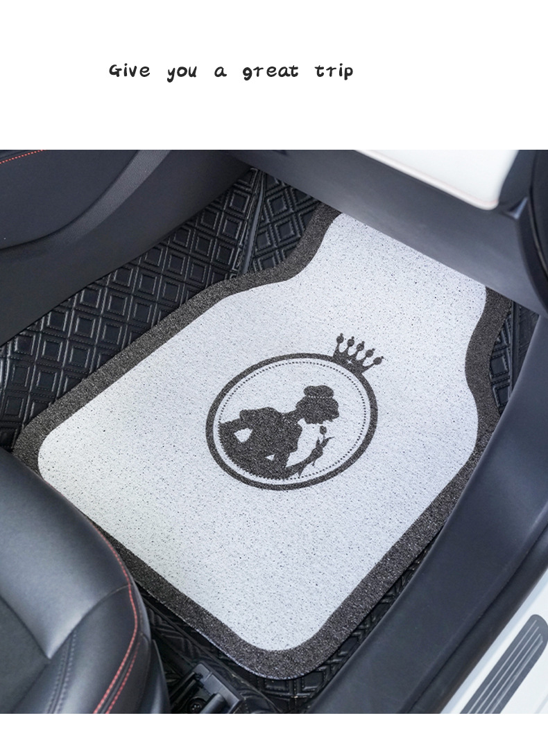 Car Mat Silk Ring Crown Printing Anti-Dirty Waterproof Car Mat Fashion Goddess Car Decorative Mat Women