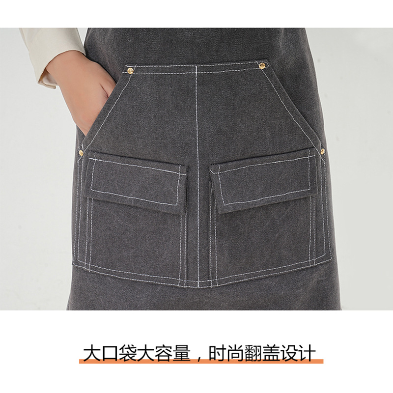 Delantal de lona gruesa de una sola capa con bolsillo cubierta de la leche Barber té Tienda ropa de trabajo extraíble de cuero logo estudio delantal