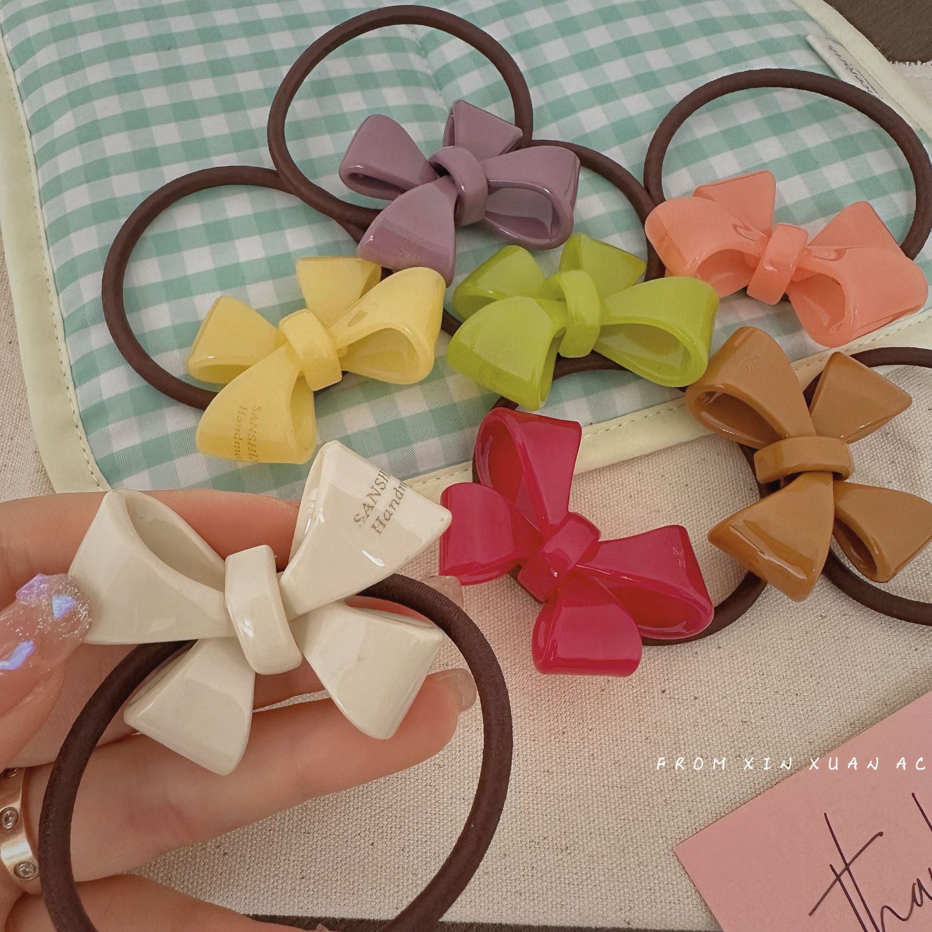 Koreanische Essigsäure Bogen Haar Ring Sommer Bunte Jelly Farbe Mädchen Herz Hohe Ball Zopf Haar Zubehör_voghion.com