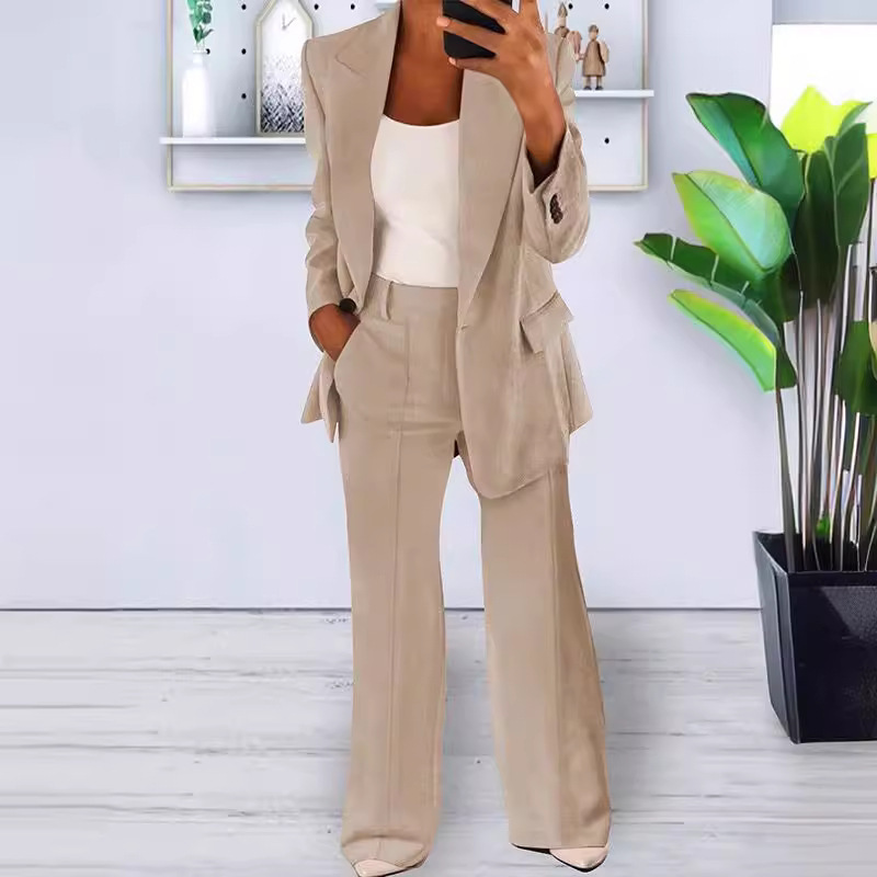 Amazon Cross-Border 2024 New European and American Fashion Solid Color Lapel Slim Cardigan Elegant Suit Jacket Women's Clothing Amazon Cross-Border 2024 New European and American Fashion Solid Color Lapel Slim Cardigan Elegant Suit Jacket Women's Clothing