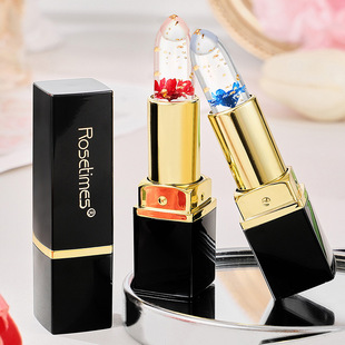 Rose Age Petal Jelly Flower Lipstick Flower Crystal Color Change Lipstick Lipstick Moisturizing Cup Does Not Fade