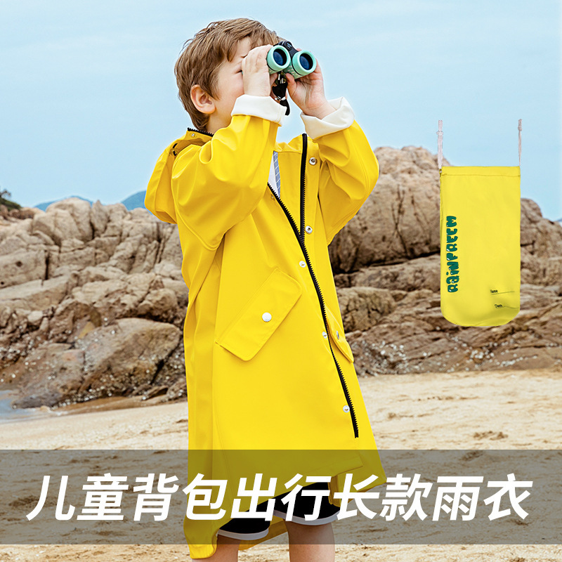 Qinfeiman Kidsren's Raincoat for Boys and Girls, Kindergarten School Bag, Elementary School Students, Cute Trendy Poncho 12-15 Years Old