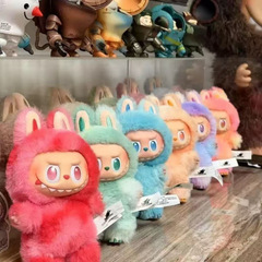 东莞labubu拉布布三代前方高能公仔搪胶毛绒盲盒挂件马卡龙玩偶