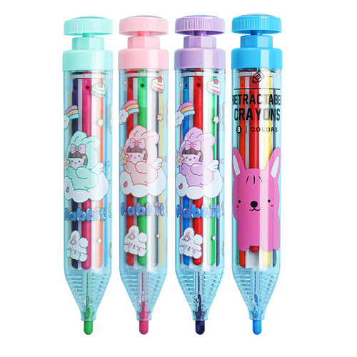 8-in-1 multi-color push crayon graffiti that does not dirty hands children's painting rotating crayon multi-purpose portable pen
