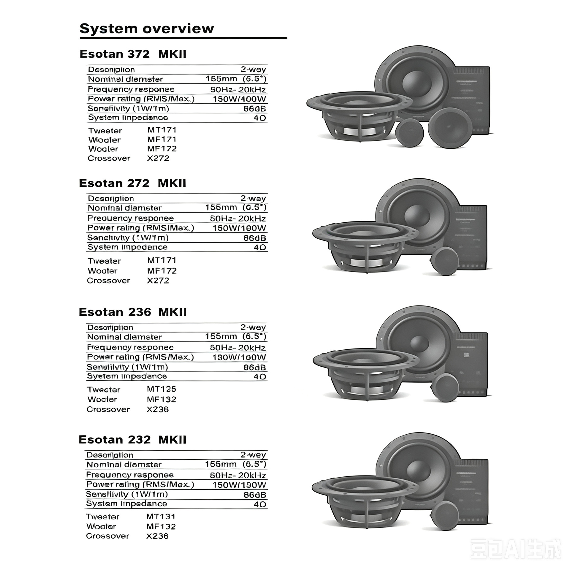 Danish car speakers ESOTAN 272 MKⅡ two-way high and low frequency speaker upgrade modification kit
