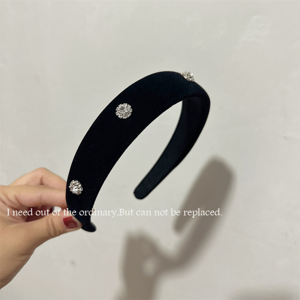 Chanel estilo retro simple flor negro diadema de viaje accesorios para el cabello de la diadema de moda elegante para mujer del todo fósforo de las mujeres