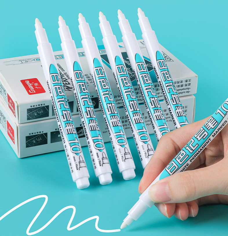 Guangna 801 white marker pen non-fading waterproof thick head industrial quick-drying paint pen large tire art painting